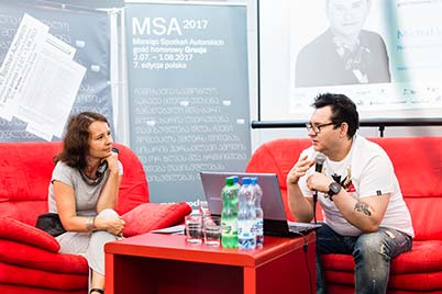 Michał Witkowski, Magda Piekarska (moderatorka)